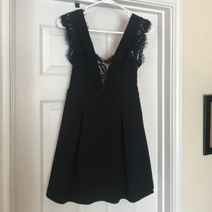 BCBG Black Mini Dress with Lace Detail